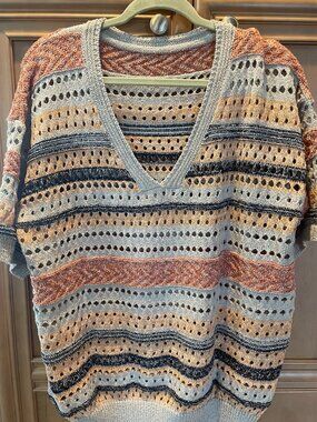 Women's Striped Open Knit Top